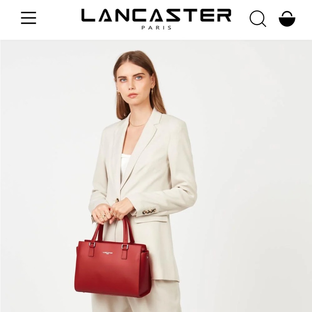 MADE IN FRANCE Lancaster M Bag Adele red satchel crossbody strap saffiano $229